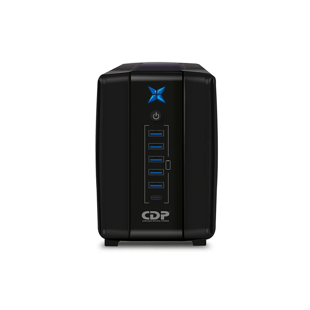 UPS Interactivo CDP R-UPR758i – 750VA / 375W | 8 Salidas + 6 USB con Protección de Sobrecarga