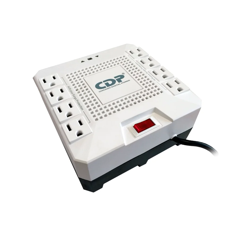 Regulador de Voltaje CDP RC-AVR Pro 1808i – 1800VA / 1000W - 8 Salidas con Protección de Datos RJ45/RJ11