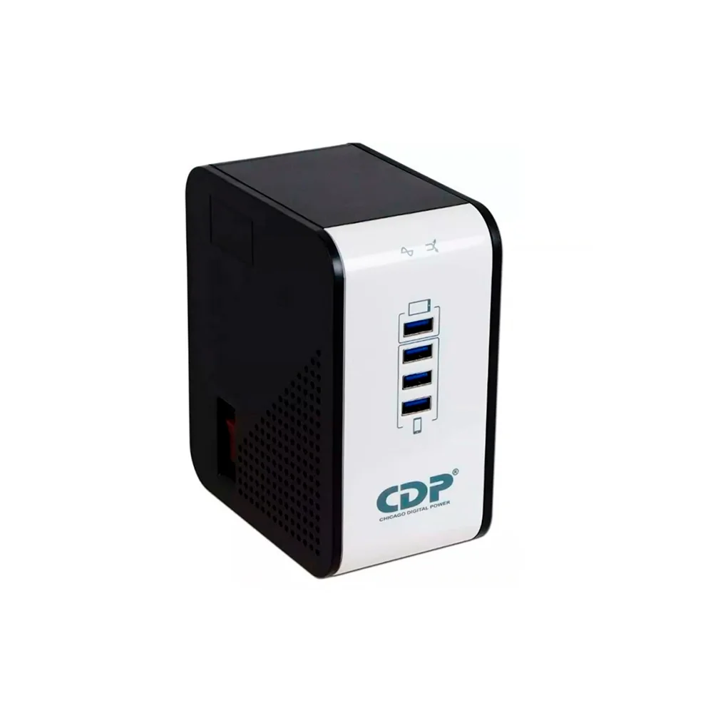 Regulador de Voltaje CDP R2CU-AVR1008i – 1000VA / 500W | 8 Tomas + 4 Puertos USB (Tablet y Smartphone)