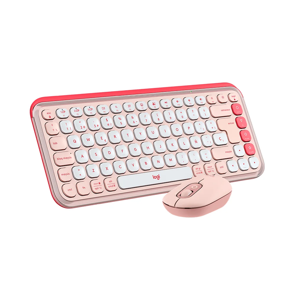 Teclado Logitech + Mouse POP ICON Bluetooth/Wireless/Copilot/Rose - 920-013053
