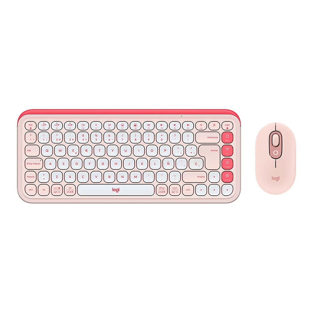 Teclado Logitech + Mouse POP ICON Bluetooth/Wireless/Copilot/Rose - 920-013053