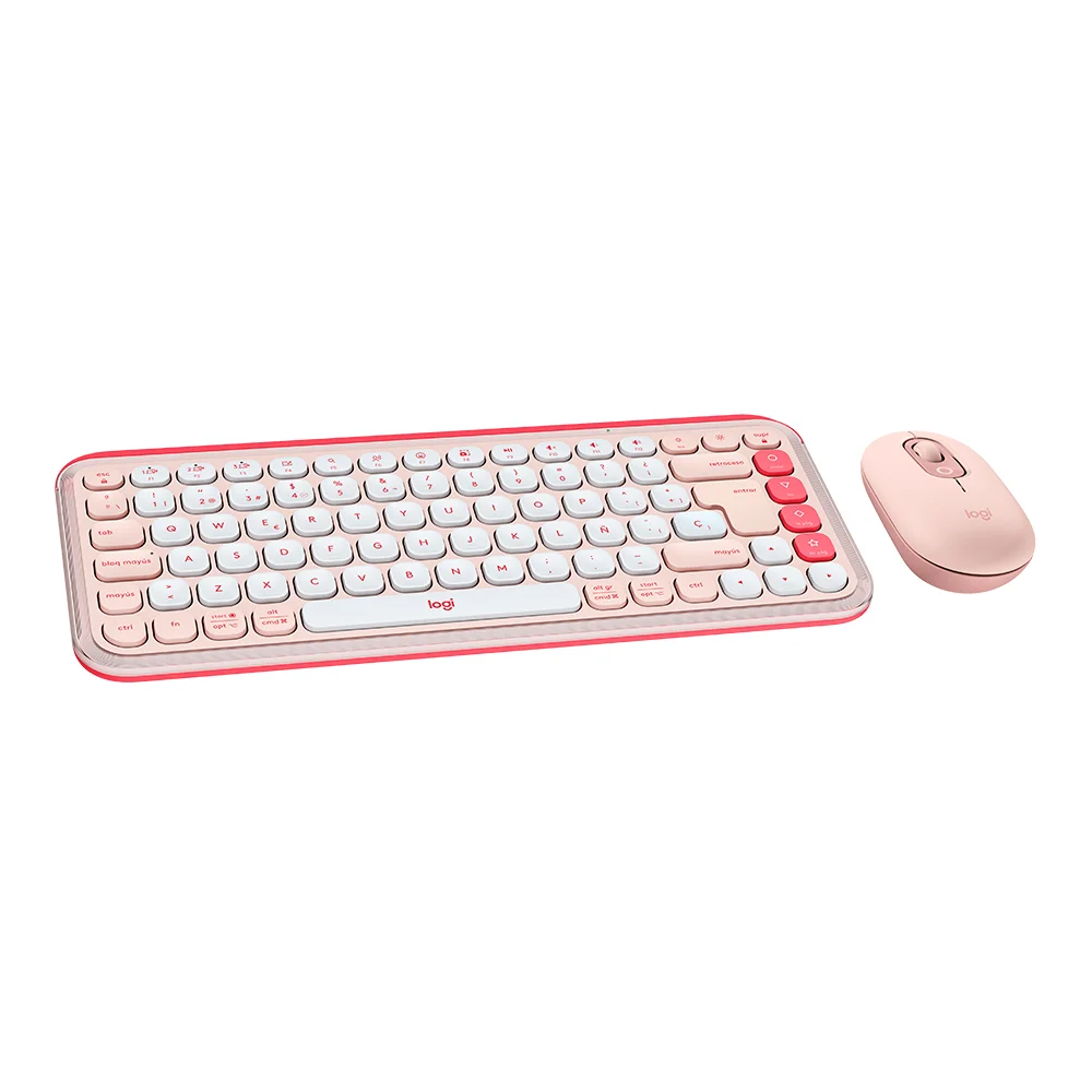 Teclado Logitech + Mouse POP ICON Bluetooth/Wireless/Copilot/Rose - 920-013053