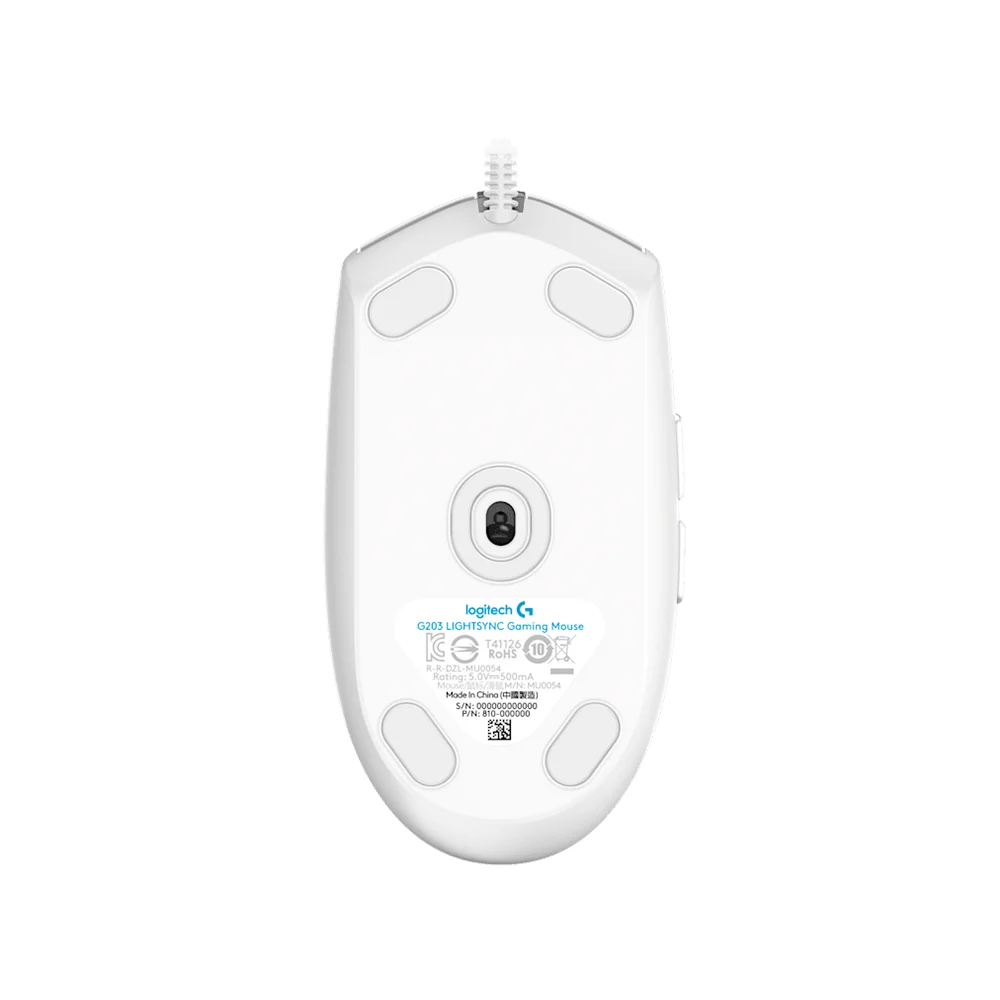 Mouse Logitech G203 Lightsync Óptico 8000 DPI RGB Blanco - 910-005794