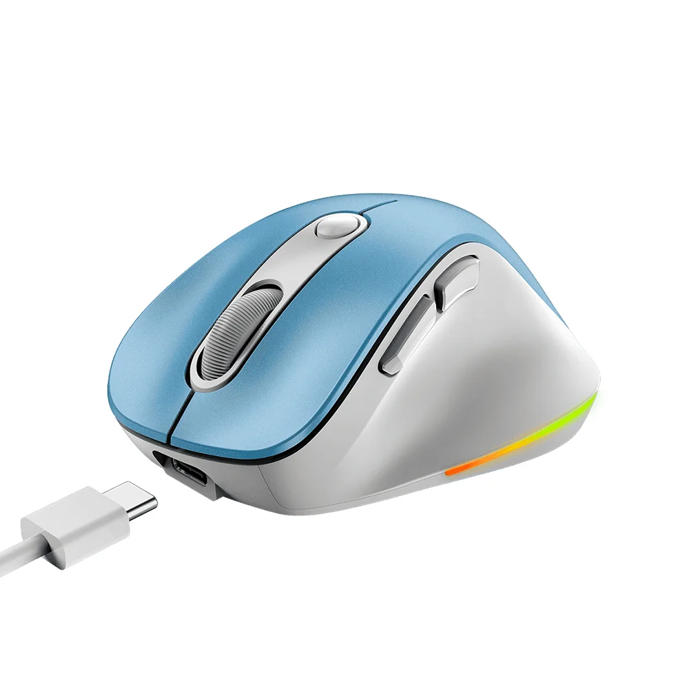 Mouse Genius Ergo 9000S Pro Recargable Dual Wireless/BT 6-BOT Silent RGB Light Blue - 31030039401