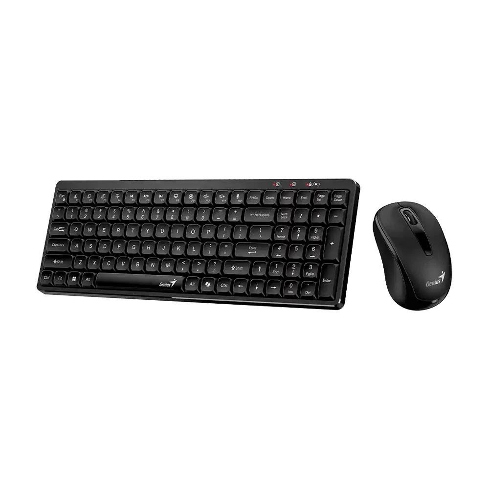 Teclado Genius + Mouse Wireless LuxeMate Q8100 AI Copilot Compact Multimedia SP Black - 31340019401