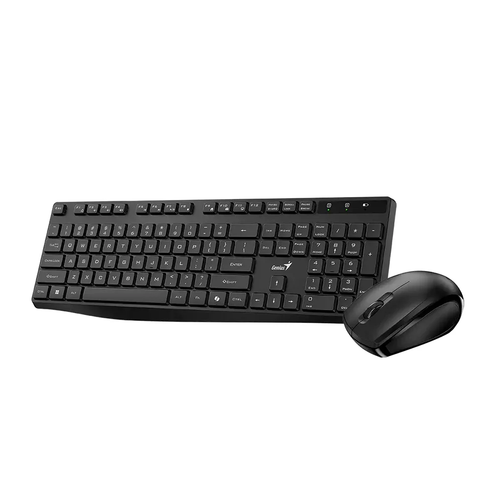 Teclado Genius + Mouse Wireless KM-8206S AI Copilot Silent Multimedia SP Black - 31340017401