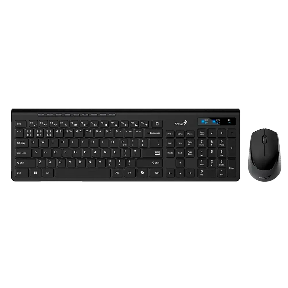 Teclado Genius + Mouse Dual Wireless/BT SlimStar 8230 AI Copilot Multimedia SP Black - 31340015407