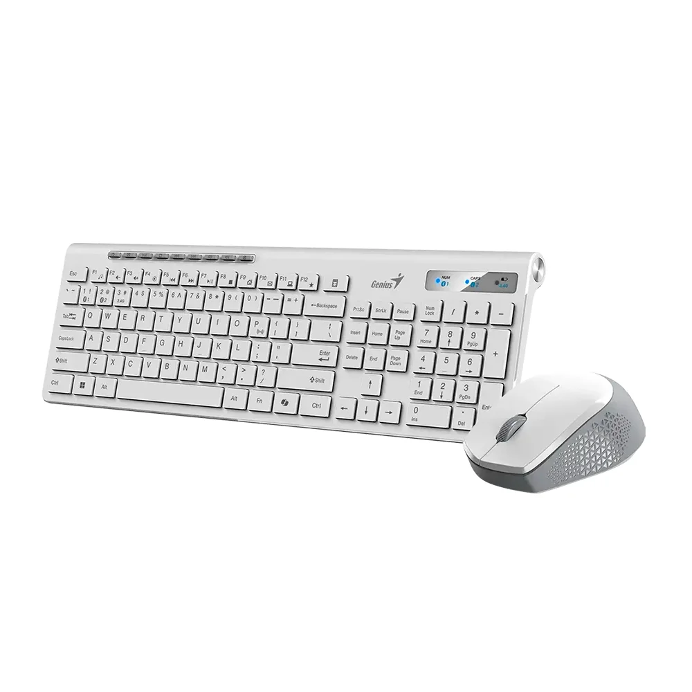 Teclado Genius + Mouse Dual Wireless/BT SlimStar 8230 AI Copilot Multimedia SP White - 31340015401