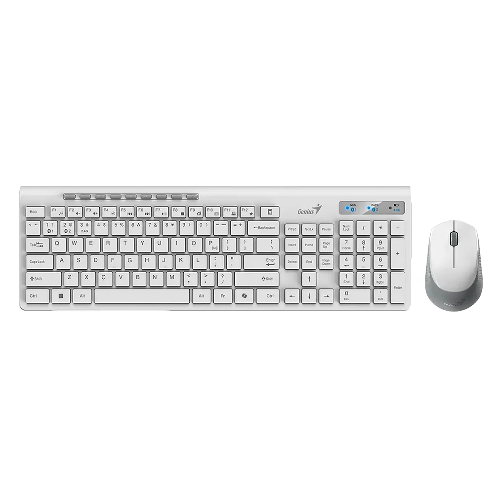 Teclado Genius + Mouse Dual Wireless/BT SlimStar 8230 AI Copilot Multimedia SP White - 31340015401