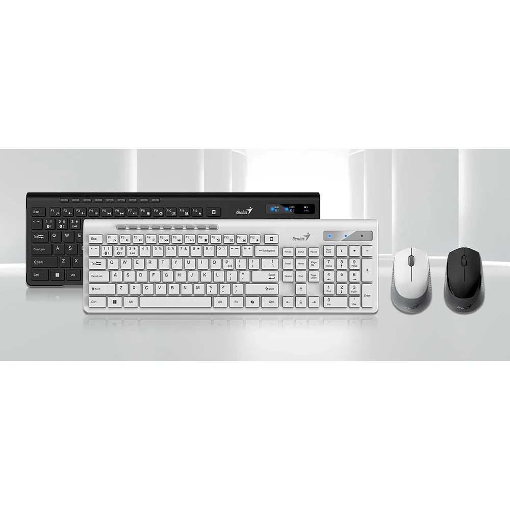 Teclado Genius + Mouse Dual Wireless/BT SlimStar 8230 AI Copilot Multimedia SP White - 31340015401