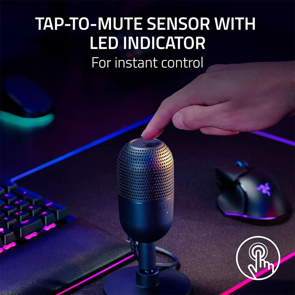 Micrófono Razer Seiren V3 Mini USB Streaming Supercardioide con Sensor Touch Silent Quartz - RZ19-05050200-R3U1
