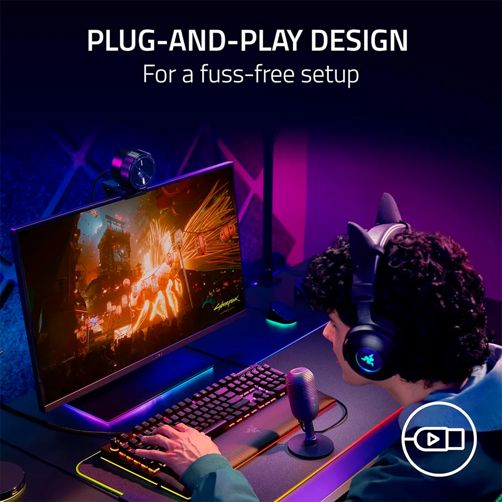 Micrófono Razer Seiren V3 Mini USB Streaming Supercardioide con Sensor Touch Silent Black - RZ19-05050100-R3U1