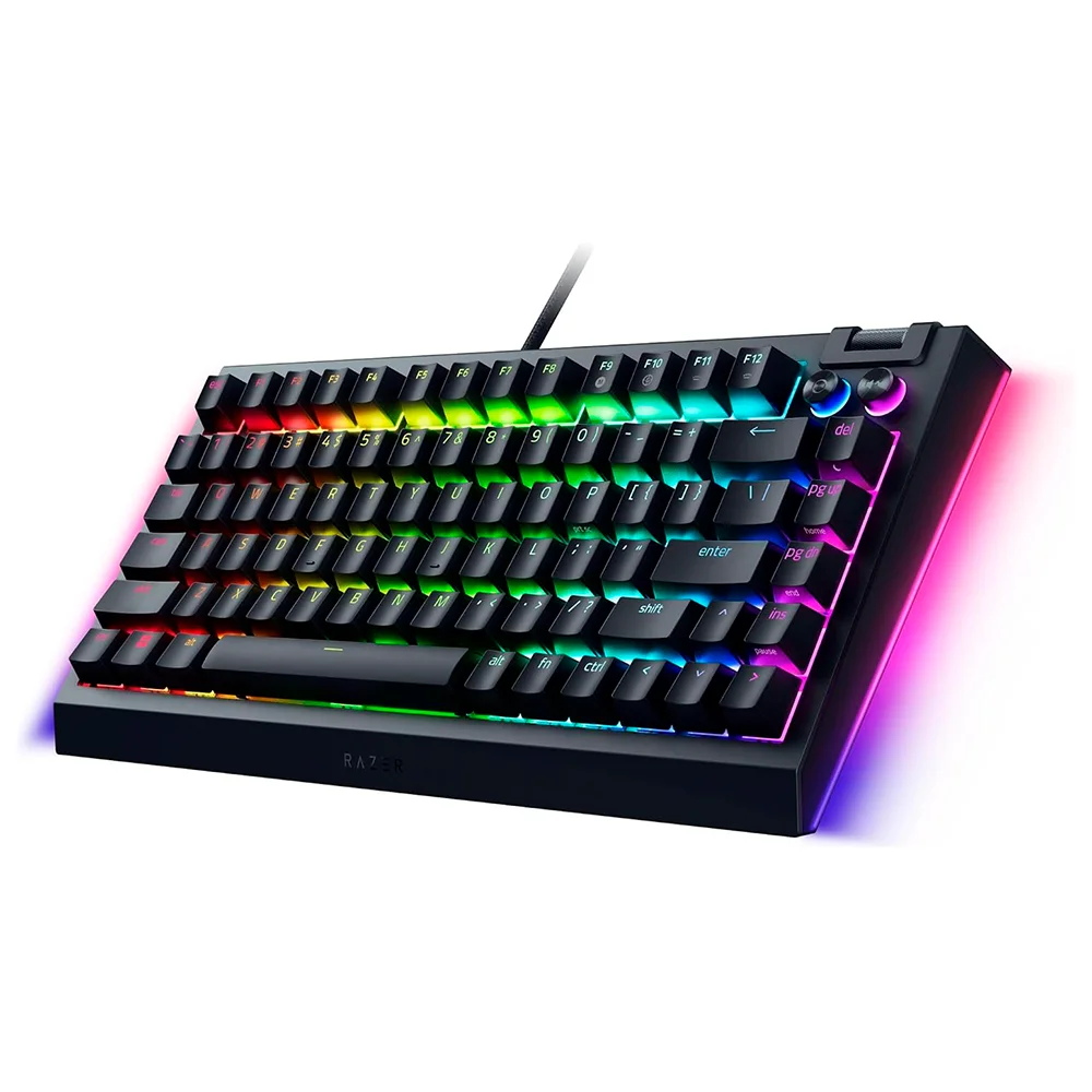 Teclado Razer BlackWidow V4 75% Mechanical Switch Orange Hot-swappable 8000 HZ US 2 Zonas Chroma Phantom Green Ed. Black - RZ03-05003400-R3U1