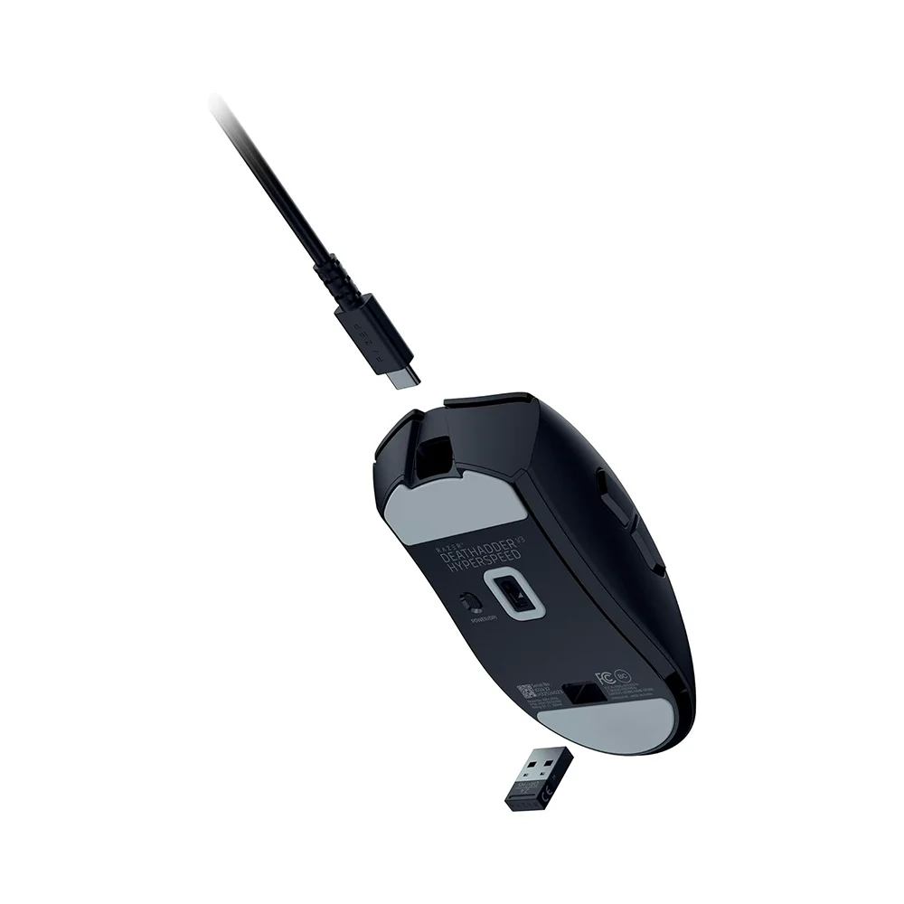 Mouse Razer DeathAdder V3 HyperSpeed 26K DPI Multi-dispositivo 100H Wireless/USB-A Switch Óptico 90M Black - RZ01-05140100-R3U1