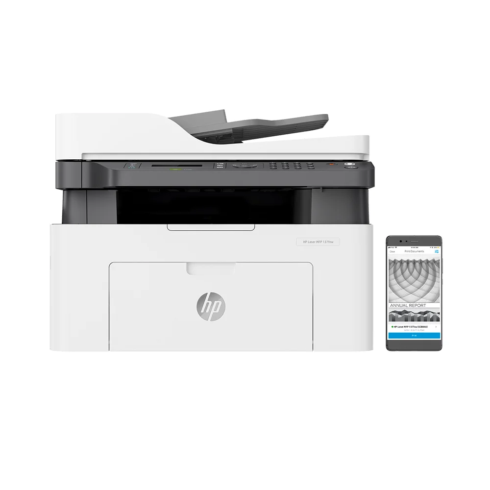 Impresora Multifuncional HP Laser MFP 137fnw - 4ZB84A | Láser Blanco y negro A4 | 20 ppm