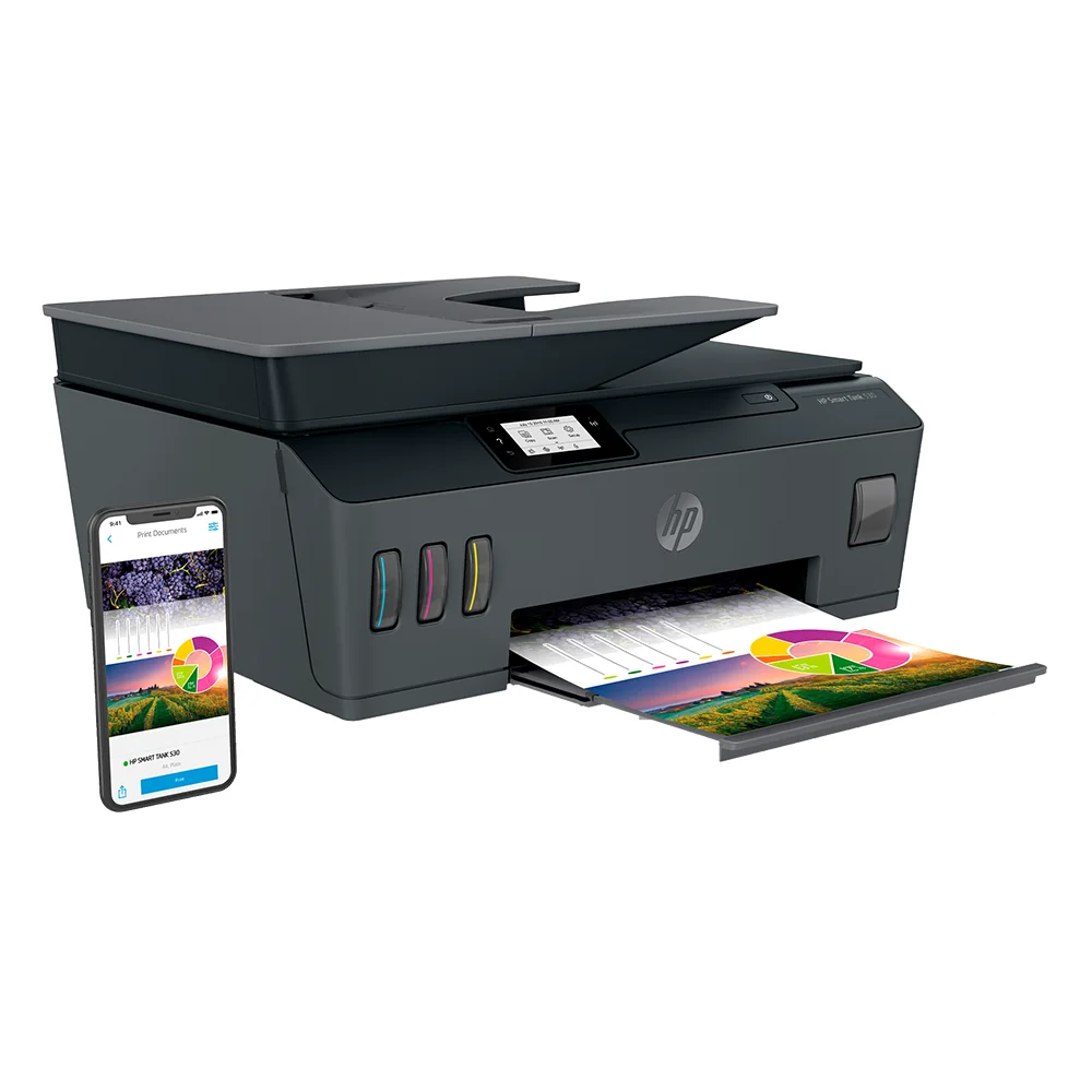 Impresora Multifuncional HP Smart Tank 530 inalámbrica (4SB24A) | Tinta Continua Color A4 | 11 ppm | Dúplex manual | Wi-Fi, USB