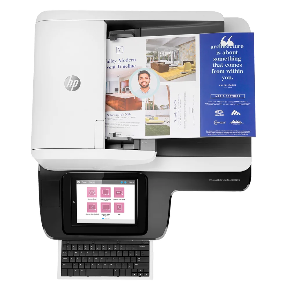 Escáner HP ScanJet Enterprise Flow N9120 fn2 (L2763A) | Escáner Dúplex Color A3 con Red | 120 ppm / 240 ipm | ADF 200 hojas | 600 x 600 ppi