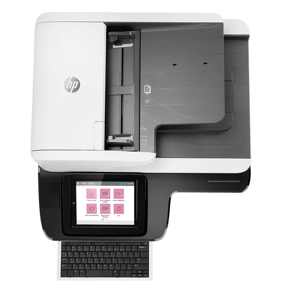 Escáner HP ScanJet Enterprise Flow N9120 fn2 (L2763A) | Escáner Dúplex Color A3 con Red | 120 ppm / 240 ipm | ADF 200 hojas | 600 x 600 ppi