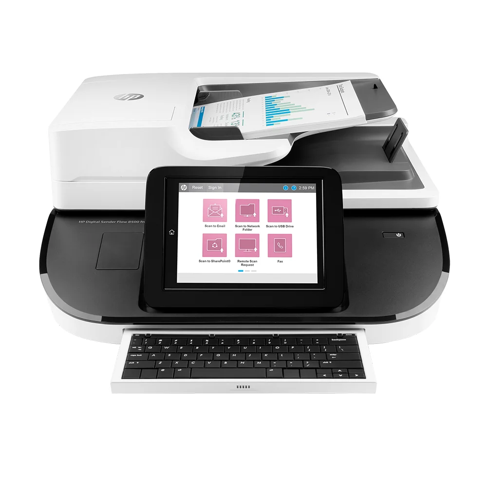 Escáner HP Digital Sender Flow 8500 fn2 (L2762A) | Estación de Captura A4 con Red | 92 ppm / 184 ipm | ADF 150 hojas | 600 x 600 ppi