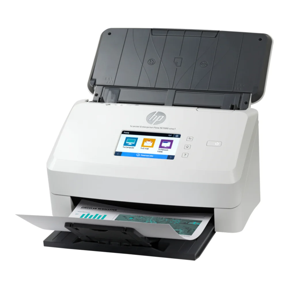 Escáner HP ScanJet Enterprise Flow N7000 snw1 (6FW10A) | Escáner Dúplex Color A4 con Red | 75 ppm / 150 ipm | ADF 80 hojas | 600 x 600 dpi