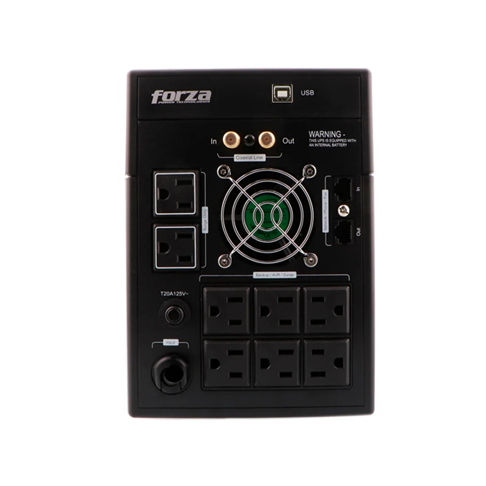UPS interactiva Forza FX-2200LCD-U | UPS interactiva 2200VA/1200W, 8 salidas, giga & coax, torre-220V
