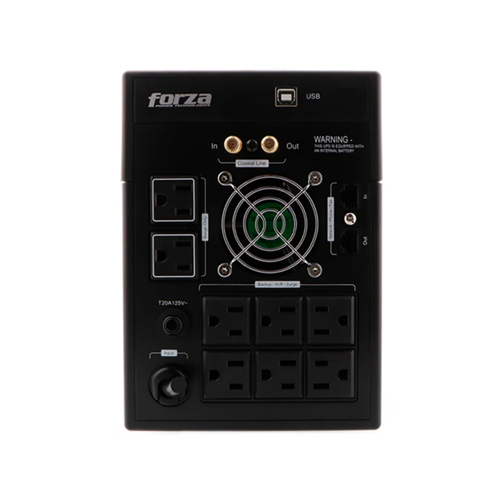 UPS interactiva Forza FX-1500LCD-U | UPS interactiva 1500VA/840W, 8 salidas, giga & coax, torre-220V