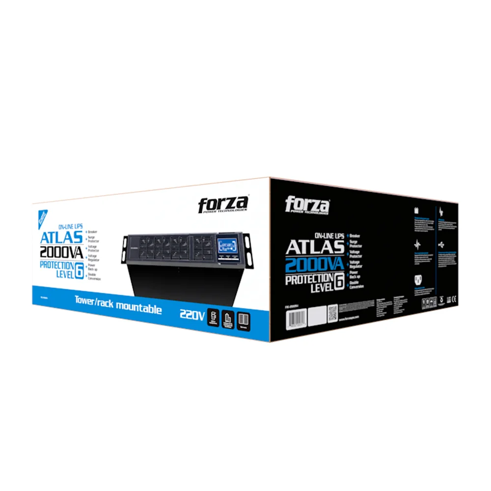 Forza FDC-2022R-I | UPS en línea 2000VA/1800W, 6 salidas, sinus pura, torre/bastidor-220V