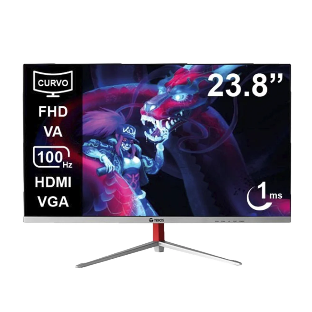 Monitor Teros (TE-2402S) | 23.8" FHD (1920×1080) VA Curvo | 100 Hz | HDMI + DP
