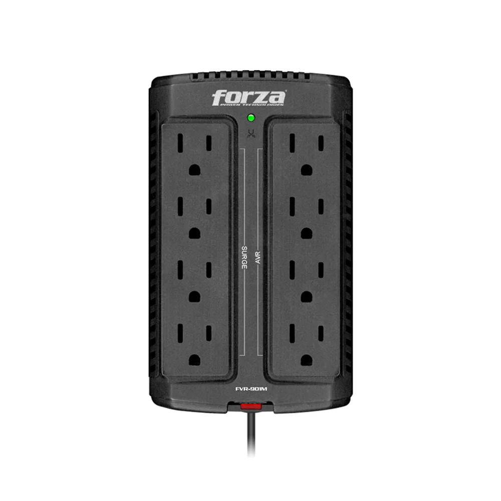 Regulador de voltaje Forza FVR-902 | Regulador automático de voltaje 900VA/450W, 8 NEMA universales-220V