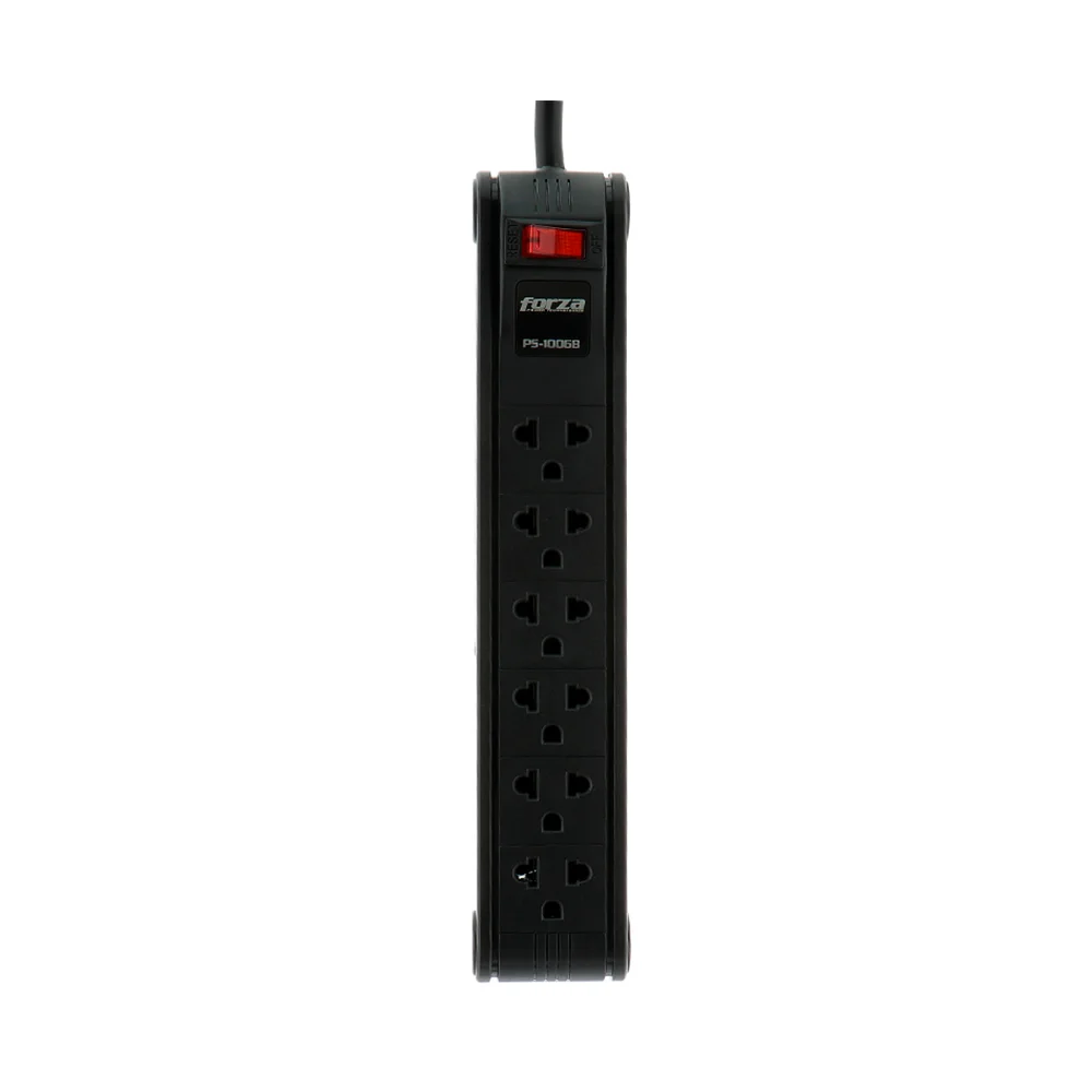 Forza PS-1006B | Regleta 1680W, 6 NEMA universales, disyuntor reposición-120V/240V