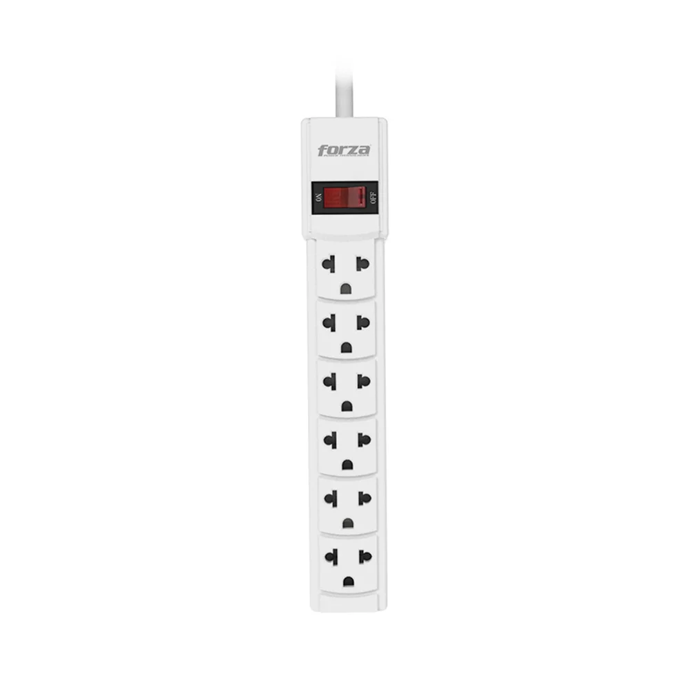 Forza PS-001W | Regleta 2200W, 6 NEMA universales, disyuntor reposición-120V/240V