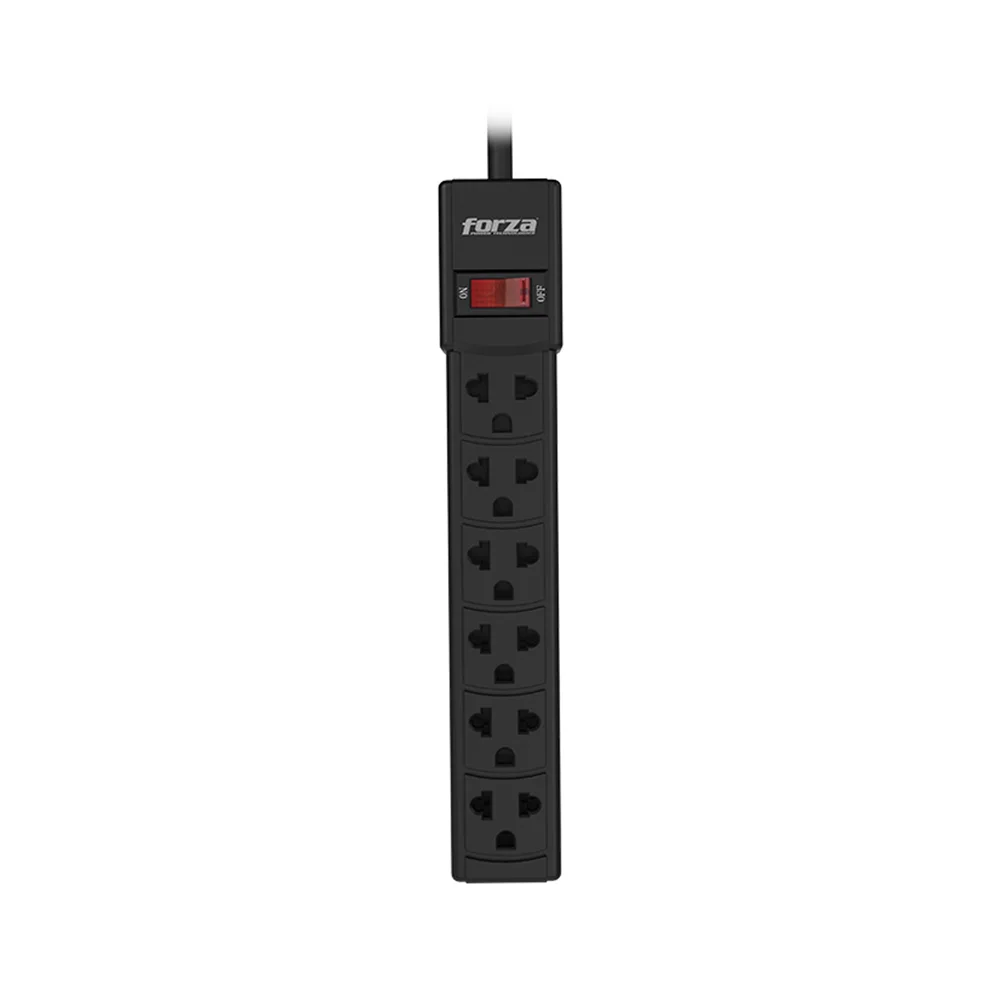 Forza PS-001W | Regleta 2200W, 6 NEMA universales, disyuntor reposición-120V/240V