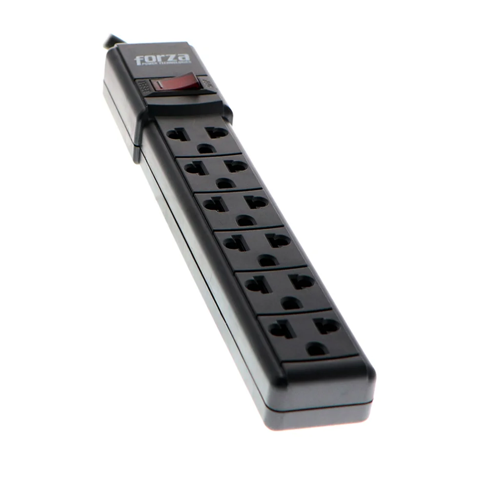 Forza PS-001W | Regleta 2200W, 6 NEMA universales, disyuntor reposición-120V/240V