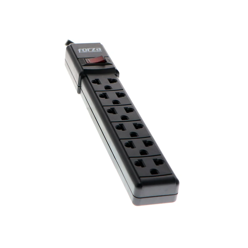 Forza PS-001B | Regleta 2200W, 6 NEMA universales, disyuntor reposición-120V/240V
