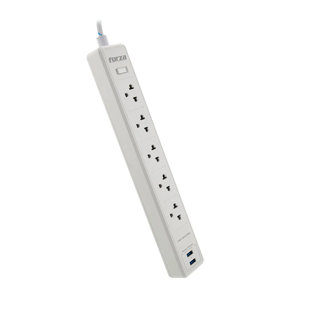 Protector de sobretensión Forza FSP-512USBW | Protector tensión 1200J/1540W, 5 universales, USB/120V-240V