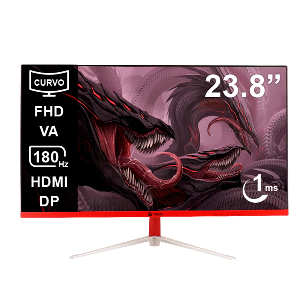 Monitor Gamer Teros (TE-2471G) | 23.8" FHD (1920x1080) VA | 180Hz | 1ms | FreeSync Premium | Curvo