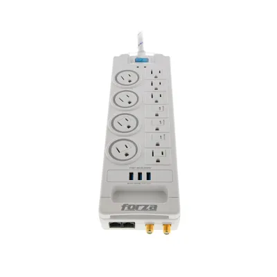 Protector de sobretensión Forza FSP-1011USBW | Protector tensión 1800J/ 1750W, 11 salidas, USB, RJ45 & coax-120V/240V
