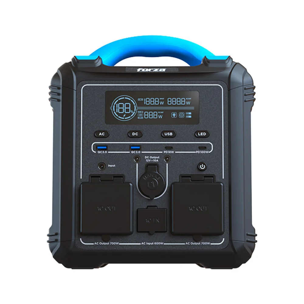 Forza FPP-T702 | Central eléctrica portátil 700W Tomas 2CA/8CC 3.75V LiMnFePO4 - 220V
