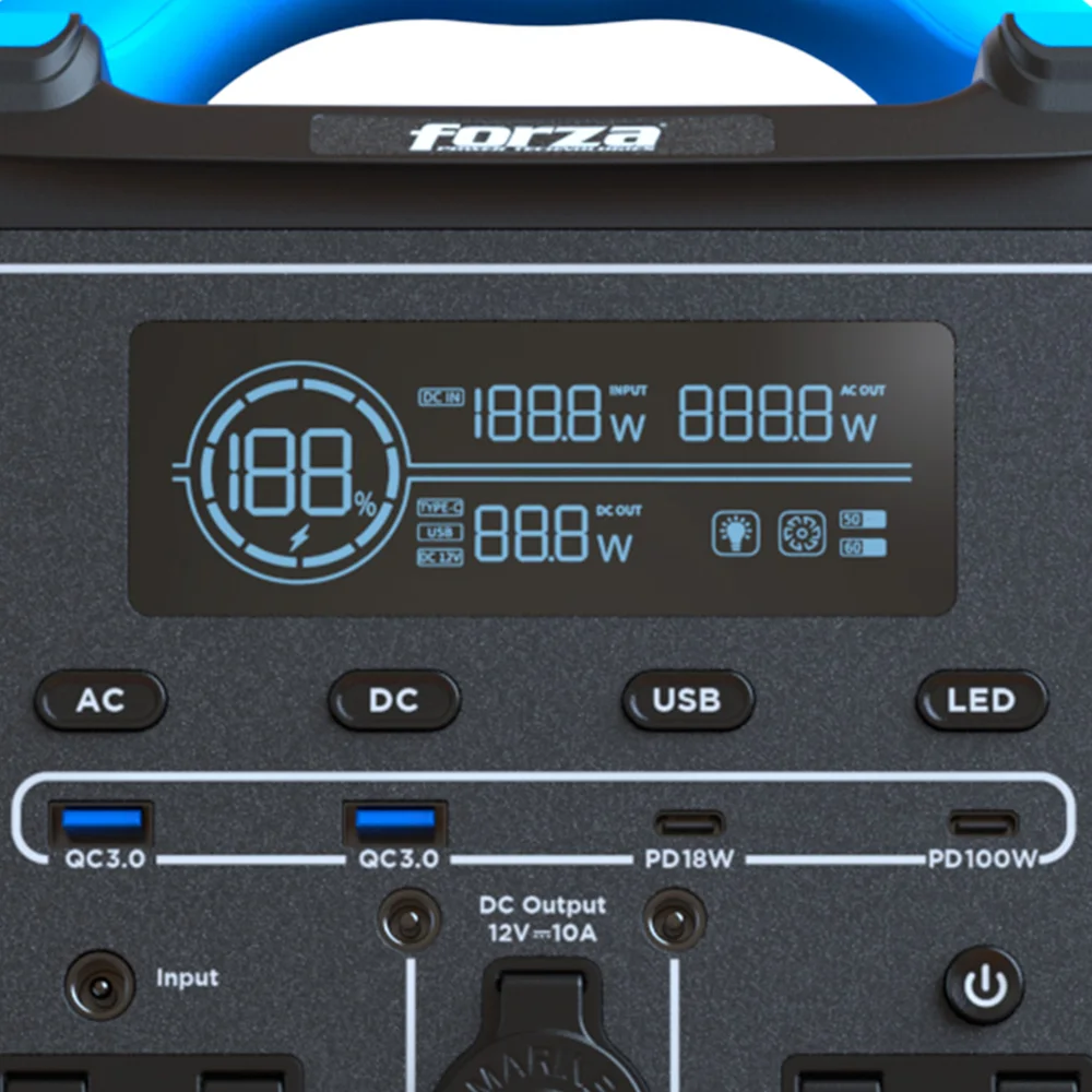 Forza FPP-T702 | Central eléctrica portátil 700W Tomas 2CA/8CC 3.75V LiMnFePO4 - 220V