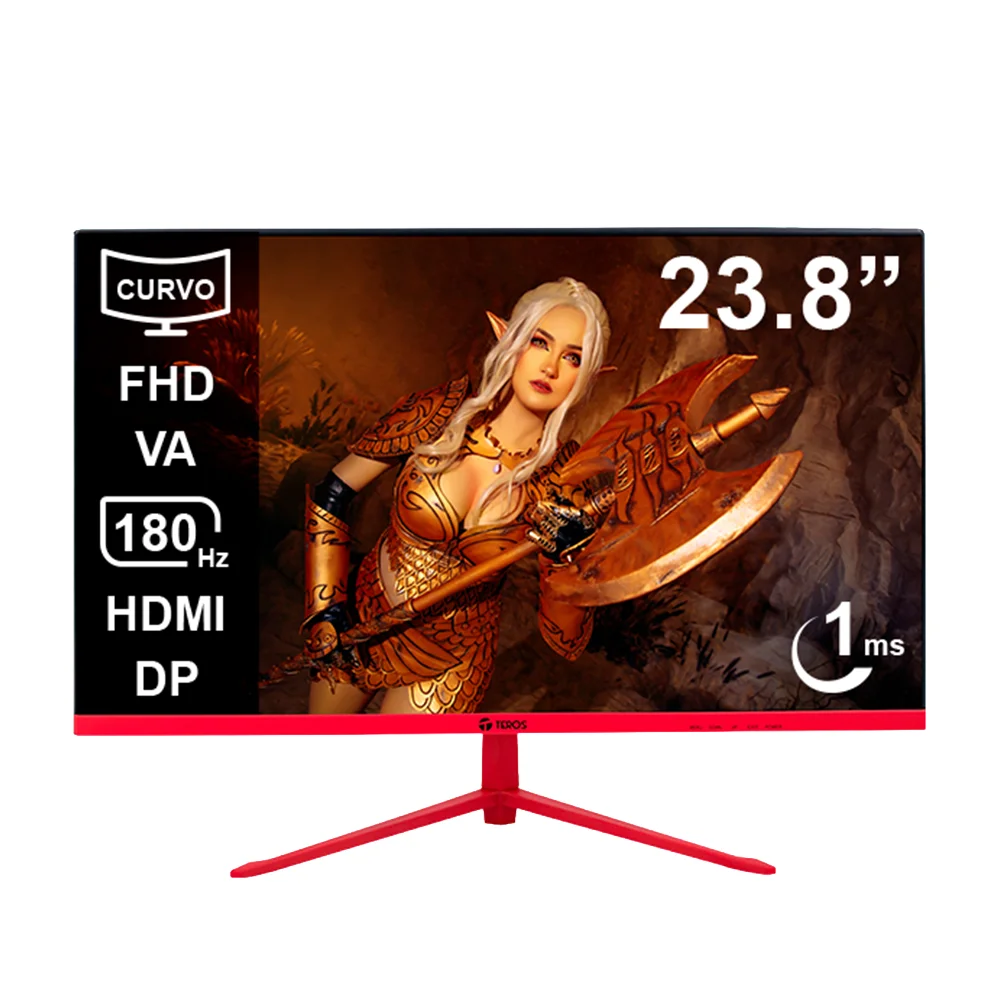 Monitor Gamer Teros (TE-2473G) | 23.8" FHD (1920x1080) VA | 180Hz | 1ms | G-Sync Compatible | Curvo R3000