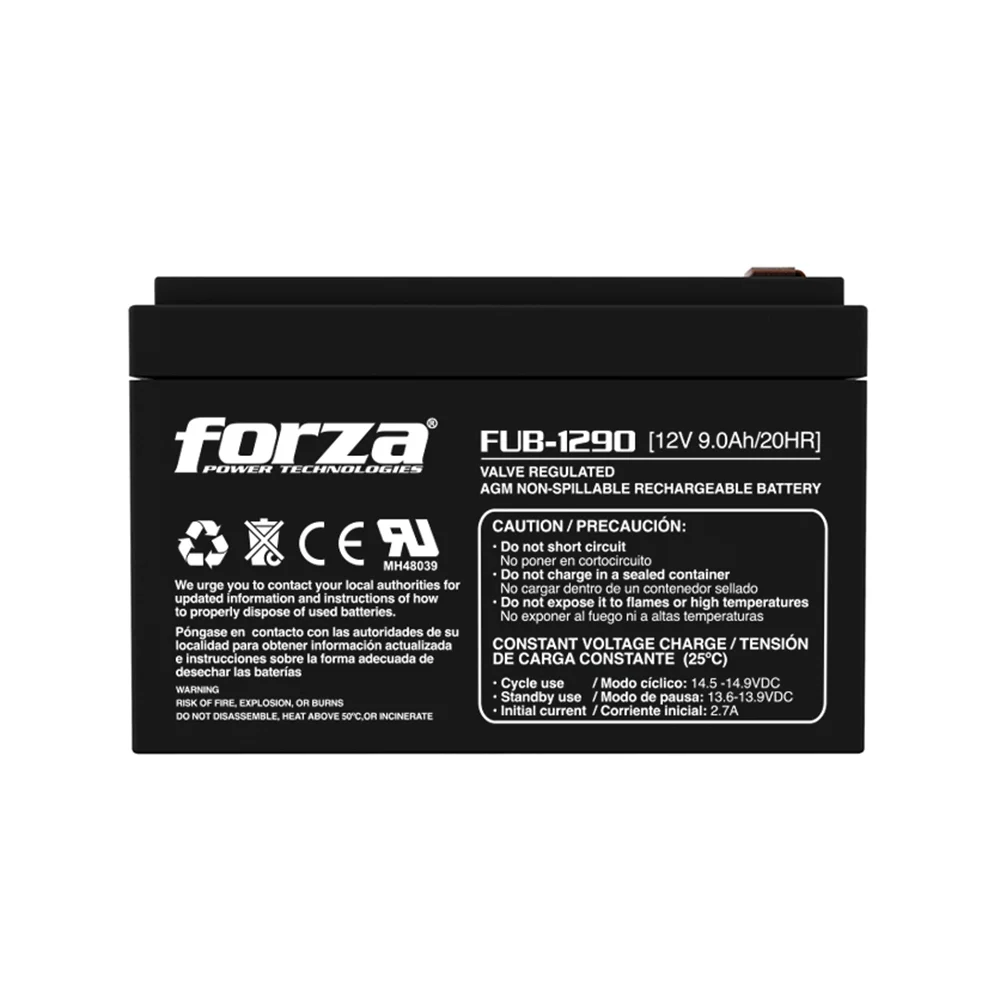 Forza FUB-1290 | Batería sellada 12V/9Ah recargable, AGM, sin mantenimiento