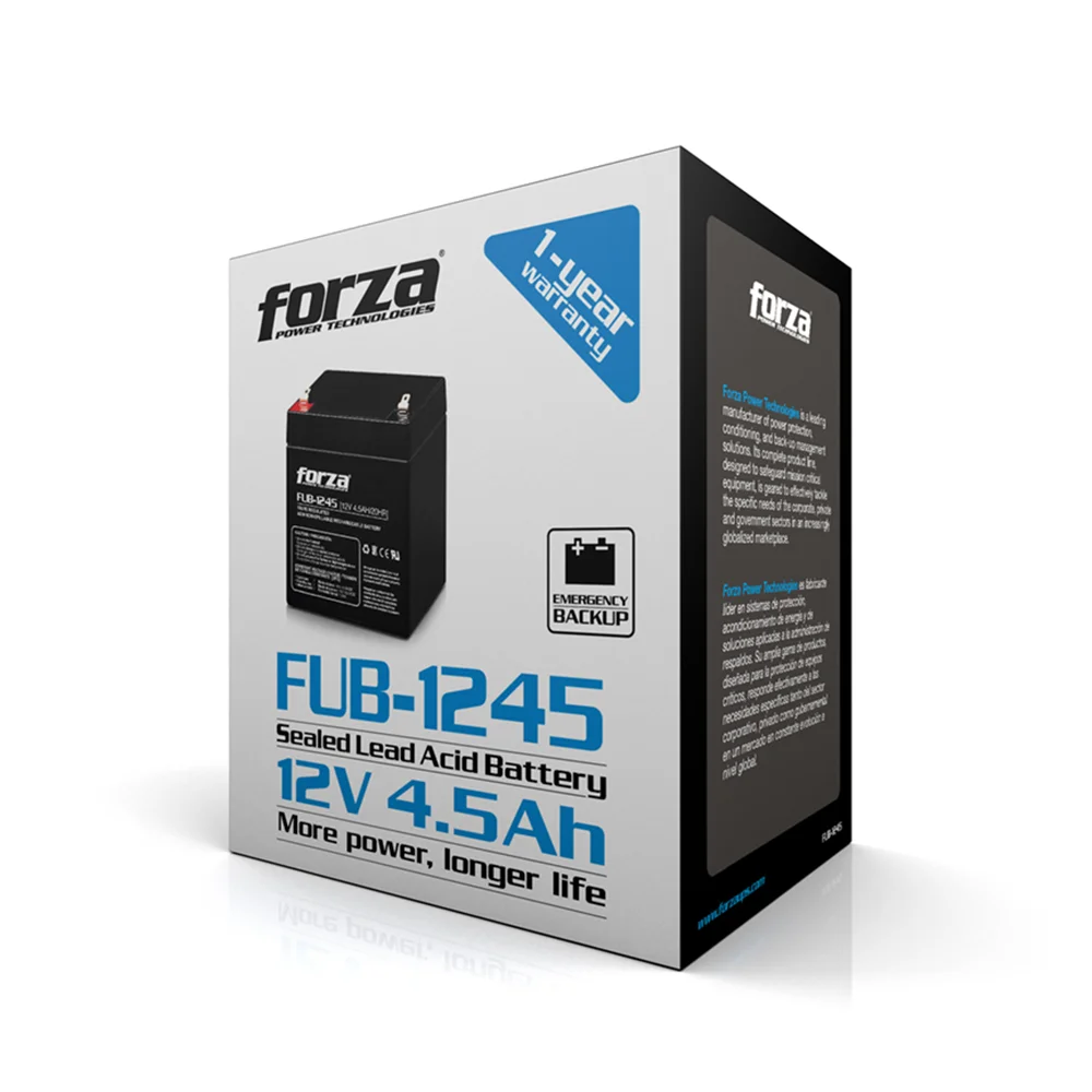 Forza FUB-1245 | Batería sellada 12V/4,5Ah recargable, AGM, sin mantenimiento