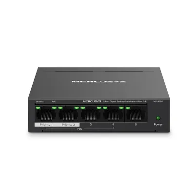 Switch PoE Mercusys MS105GP | 5-Port Gigabit Desktop Switch with 4-Port PoE+