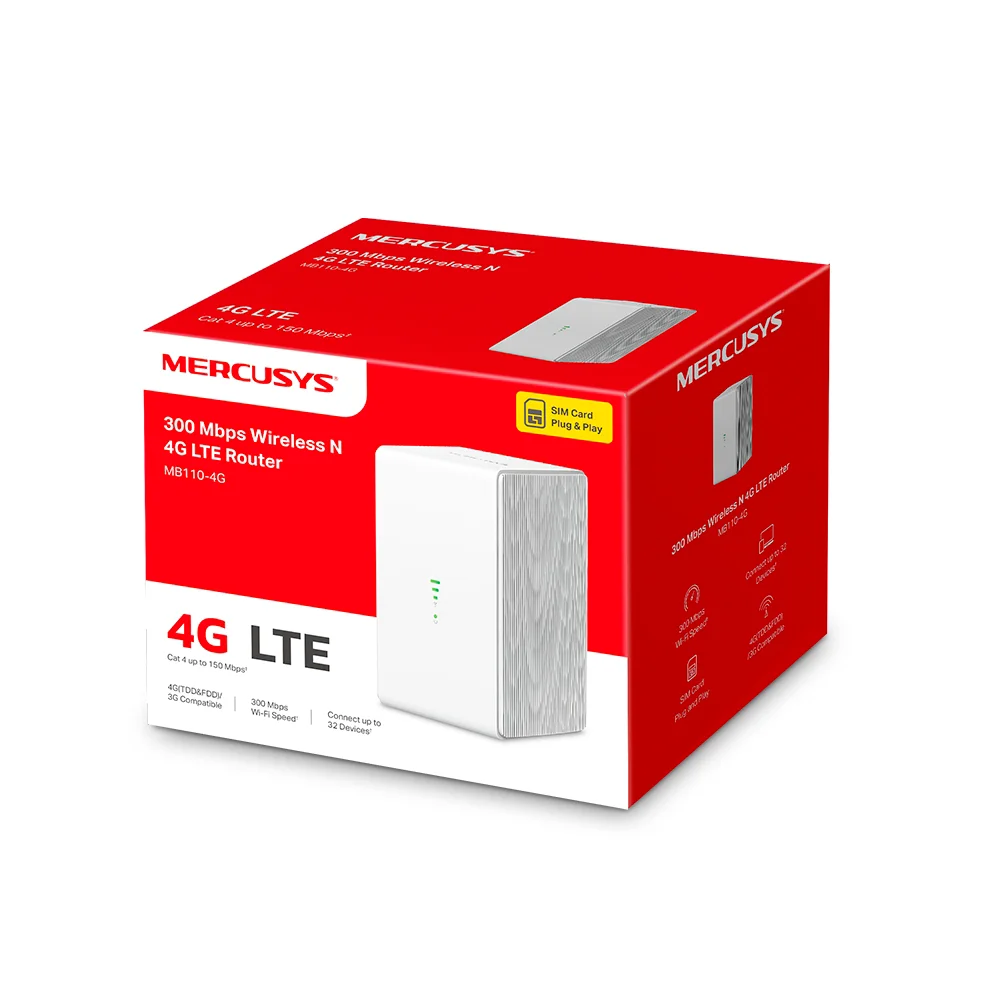 Router 4G LTE Mercusys MB110-4G | 300 Mbps Wireless N 4G LTE Router