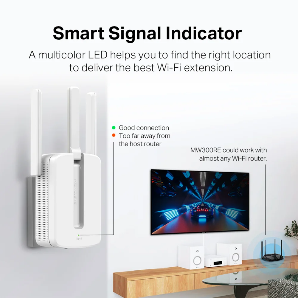 Extensor Wi-Fi Mercusys MW300RE | 300 Mbps Wi-Fi Range Extender