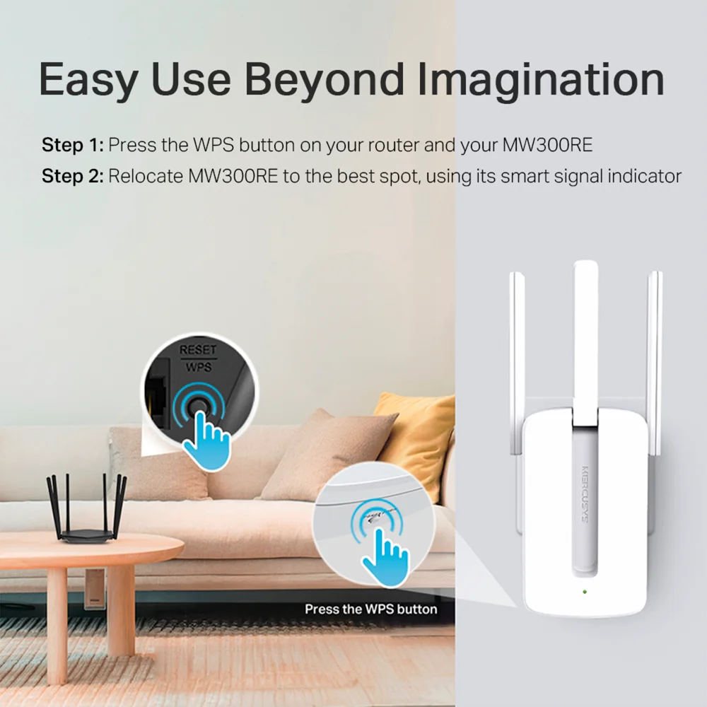 Extensor Wi-Fi Mercusys MW300RE | 300 Mbps Wi-Fi Range Extender