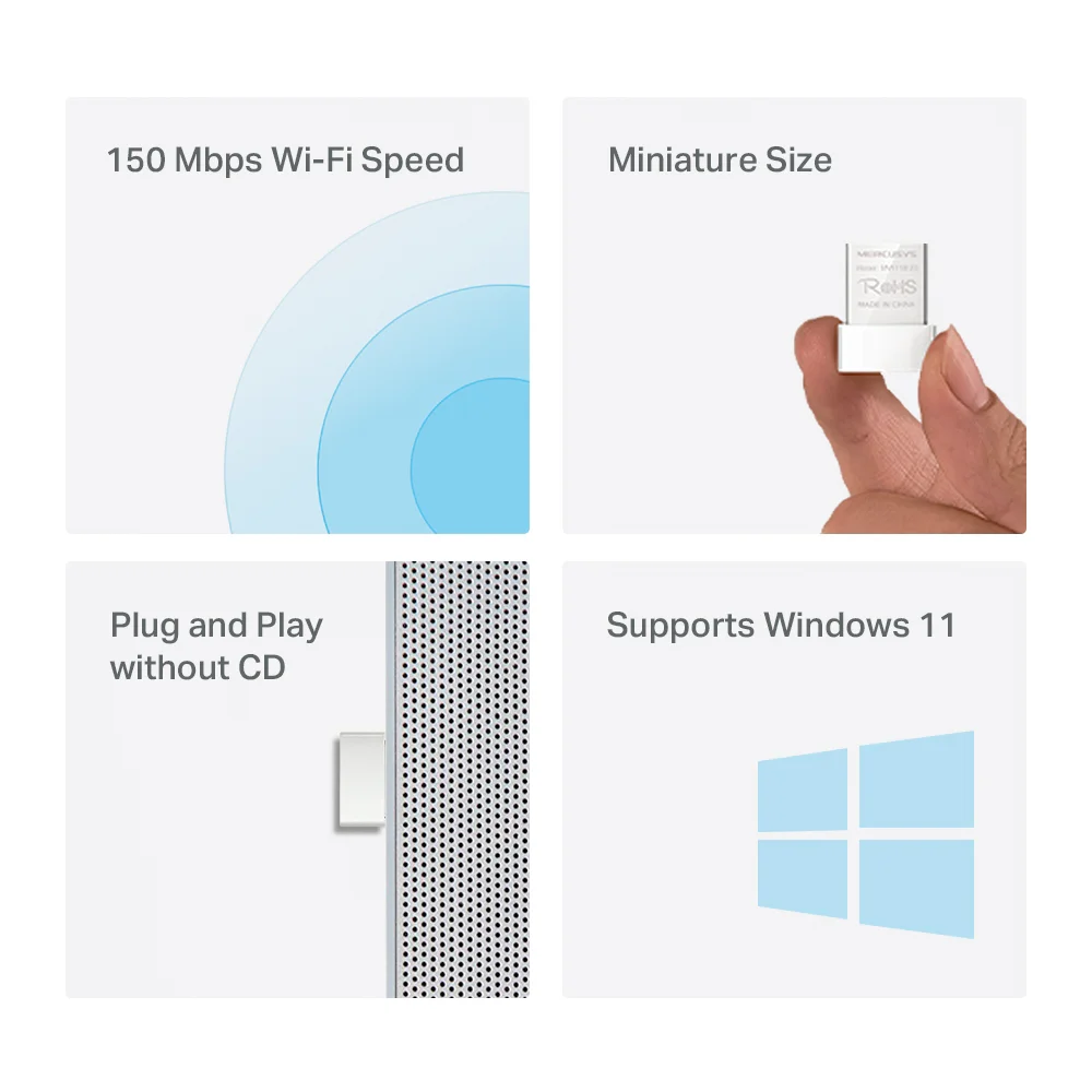 Adaptador Wi-Fi USB Mercusys MW150US | N150 Wireless Nano USB Adapter