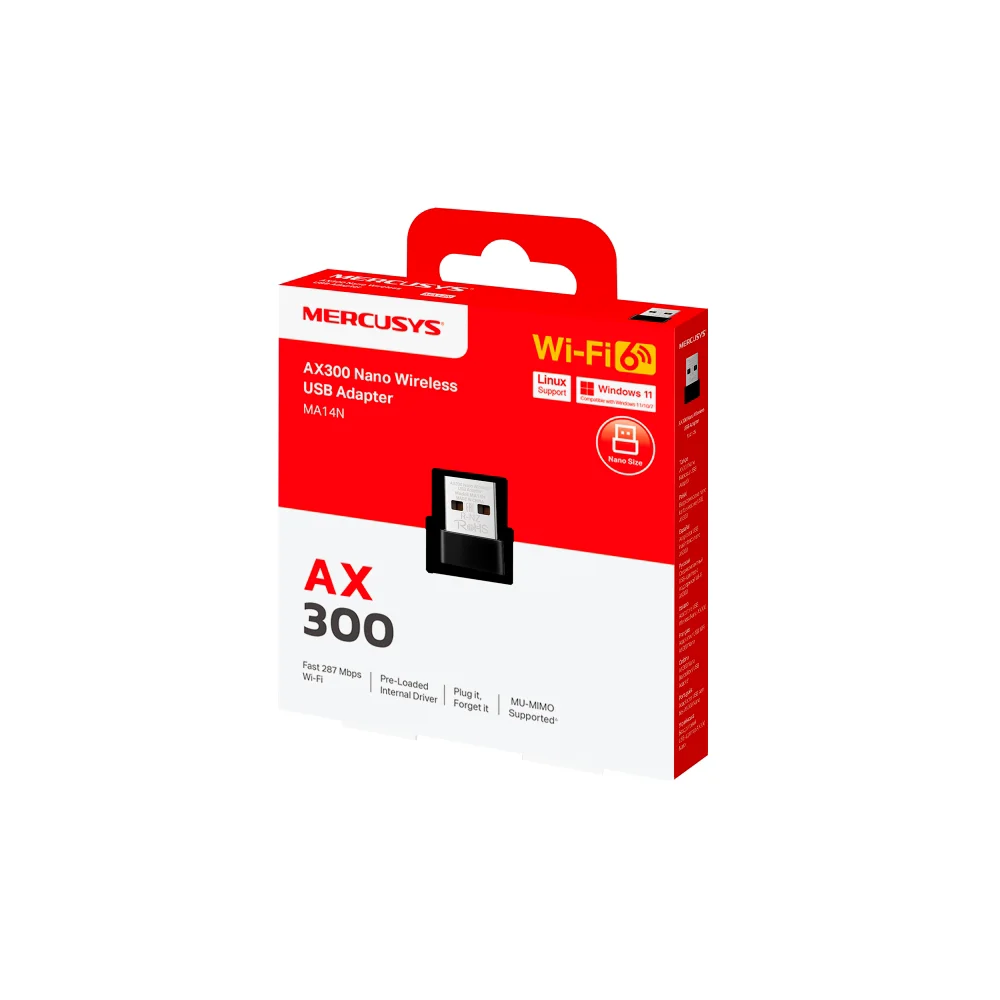 Adaptador Wi-Fi USB Mercusys MA14N | AX300 Nano Wireless USB Adapter
