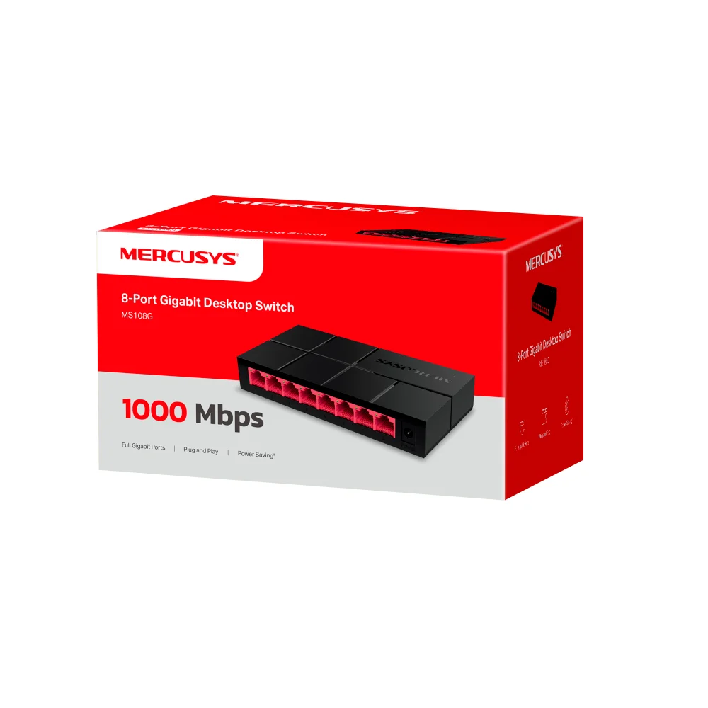 Switch de red Mercusys MS108G | 8-Port 10/100/1,000 Mbps Desktop Switch