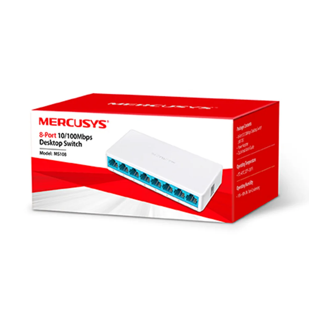 Switch de red Mercusys MS108 | 8-Port 10/100Mbps Desktop Switch